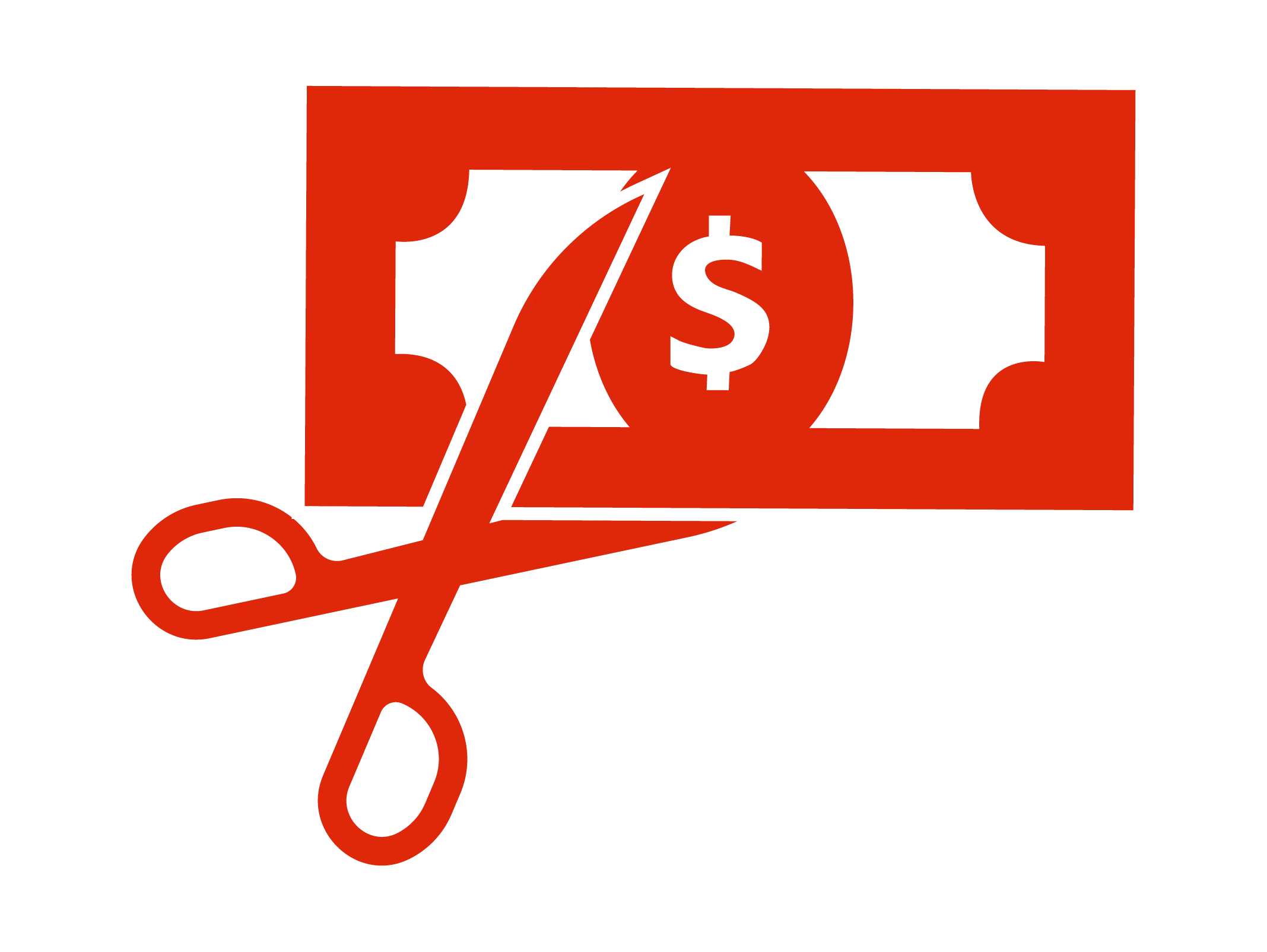 Icon of scissors cutting money